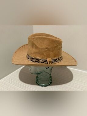 VINTAGE RESISTOL STAGECOACH RANCHMAN COWBOY HAT TAN SUEDE SIZE 7 1/4